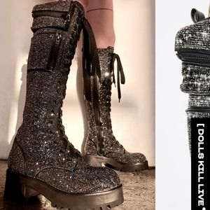 Club Exx Bling Brigade Pocket Combat Boots size 11